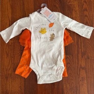 Just One You White and Orange Fall Bodysuit